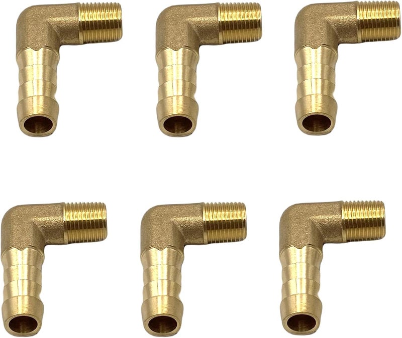 Bumugufu 6 Pcs 1/8" NPT x 5/16" OD Elbow Fittings,Brass Air Hose Fittings Adapter Connector for Low-pressure,Fuel,Air and Non-potable Water Chilling Application - Image 4